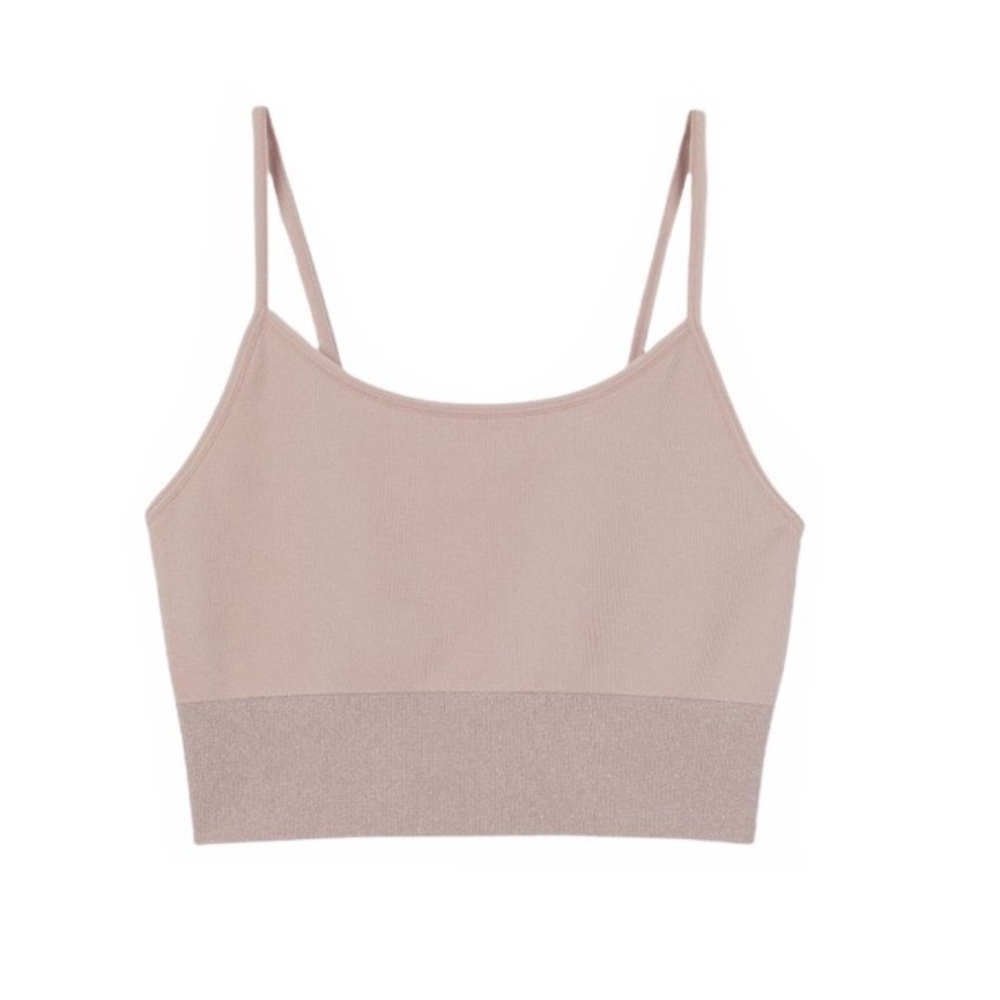 H&M Activewear Pink Metallic Sparkle Seamless Sports Crop Bra Top Bralette